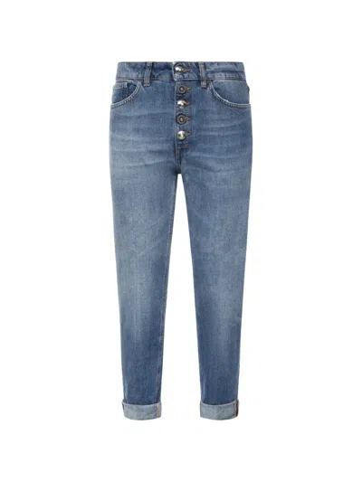 Dondup Button-fly Whiskered Jeans In Blue