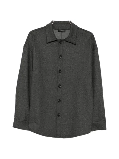 Dondup Button-up Shirt Jacket In Gray