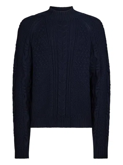 Dondup Cable Knit Sweater In Blue