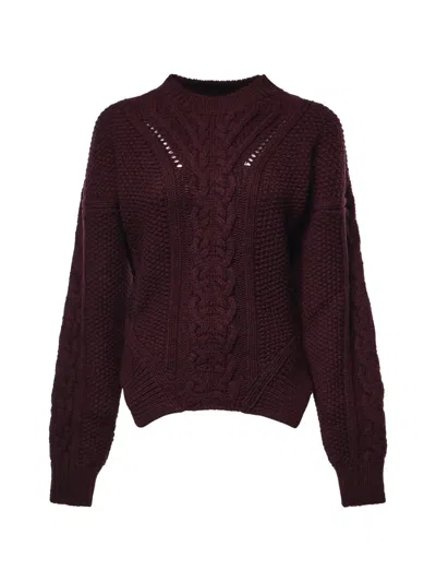 Dondup Cable-knit Pointelle-trim Sweater In Red