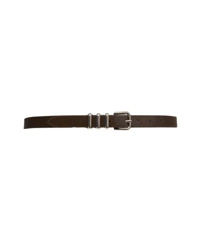 Dondup Calf Hair Belt With Metallic Buckle In Black