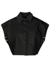 Dondup Cropped Black Shirt With Wide Sleeves In Black