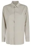 Dondup Sage Long-sleeved Shirt With Classic Collar In Gray