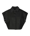 Dondup Cropped Black Shirt With Wide Sleeves In Black