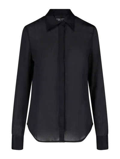 Dondup Sheer Crinkled Shirt In Black