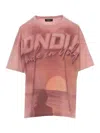 Dondup Crewneck Graphic Print Short Sleeves Relaxed Fit In Nude & Neutrals
