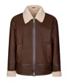 Dondup Shearling-collared Jacket In Brown