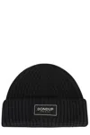 Dondup Logo-patch Ribbed-knit Beanie In Black