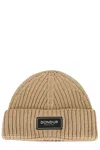 Dondup Ribbed Patch Beanie Hat In Neutral