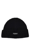 Dondup Logo-patch Ribbed-knit Beanie In Nero