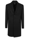Dondup Knee-length Wool Coat With Welt Pockets And Three Buttons In Black