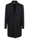 Dondup Knee-length Wool Coat With Welt Pockets And Three Buttons In Black