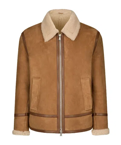 Dondup Caramel Shearling Jacket In Brown