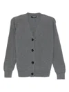 Dondup V-neck Ribbed Cardigan In Gray