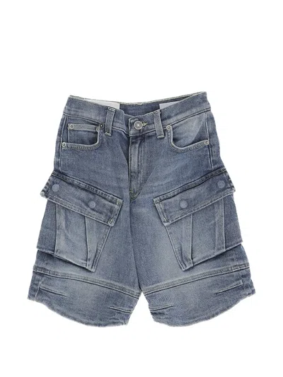 Dondup Kids' Cargo-pocket Denim Shorts In Blue