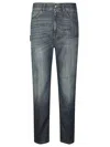 Dondup Carrie Belt Loop Contrast Stitching Trousers In Blue
