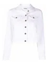 Dondup White Denim Cropped Jacket In White