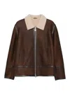 Dondup Shearling-collared Jacket In Red