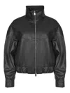 Dondup Long-sleeved Leather Jacket In Black