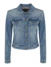 Dondup Denim Jacket With Long Sleeves And Collared Neck In Blue