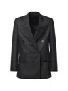 Dondup Check-pattern Double-breasted Blazer In Gray