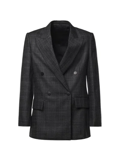 DONDUP CHECK-PATTERN DOUBLE-BREASTED BLAZER