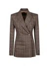Dondup Check-pattern Double-breasted Jacket In Brown