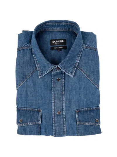Dondup Chest-pocket Denim Shirt In Blue