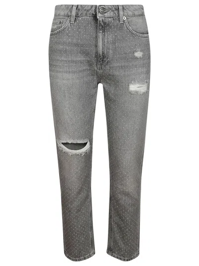 DONDUP DONDUP CINDY FIVE-POCKET JEANS WITH ALL-OVER RHINESTONES