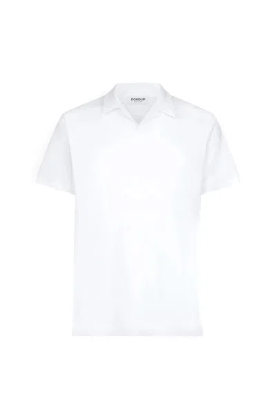 Dondup Crepe Cotton F.14 Regular Fit Polo Shirt In White