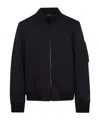 Dondup Neoprene Bomber Jacket With Ribbed Trim In Black