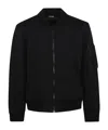 Dondup Neoprene Bomber Jacket With Ribbed Trim In Black