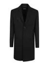 Dondup Knee-length Wool Coat With Welt Pockets And Three Buttons In Black