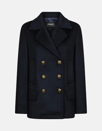 Dondup Double-breasted Coat In Black