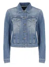 Dondup Denim Jacket With Long Sleeves And Collared Neck In Blue