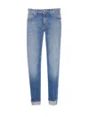 Dondup Slim-fit Light Blue Trousers With Classic Five-pocket Design In Blue