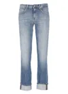 Dondup Slim-fit Light Blue Trousers With Classic Five-pocket Design In Blue