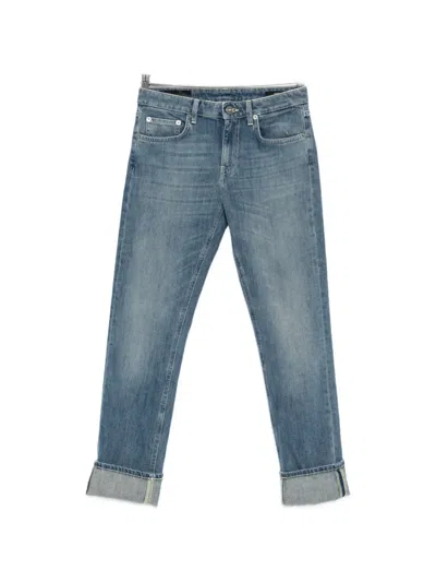 Dondup Coco Logo-patch Turn-up Jeans In Blue