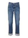 Dondup Relaxed Fit Jeans With Rolled Cuffs In Blue