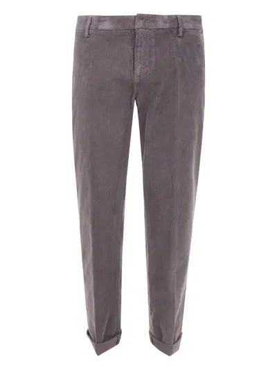 Dondup Corduroy Cuffed Trousers In Gray