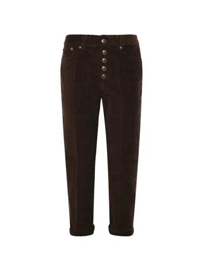 Dondup Corduroy-texture Five-pocket Jeans In Brown
