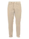 Dondup Tailored Fit Cotton Blend Pants With Subtle Detailing In Neutral