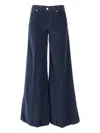 Dondup Wide-leg Navy High-waist Pants In Blue