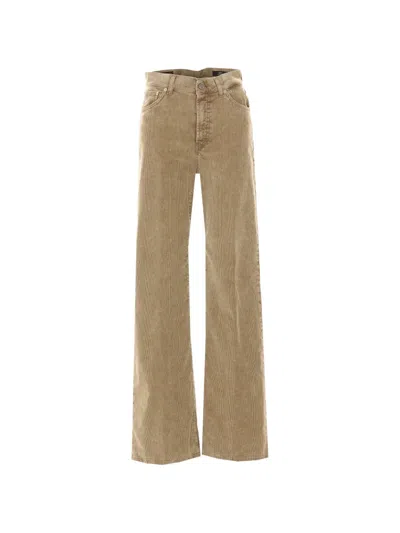Dondup Corduroy Wide-leg Jeans In Brown