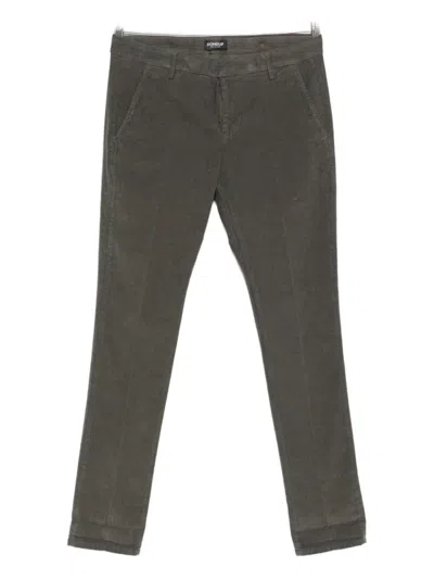 Dondup Cotton-blend Corduroy Trousers With Slash Pockets In Green