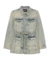 Dondup Cotton-blend Denim Jacket In Gray
