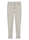 Dondup Cropped Cotton-blend Denim Jeans With Button Detailing In Beige