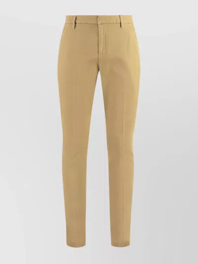 Dondup Cotton Chino Trousers With Roll-up Cuffs In Brown