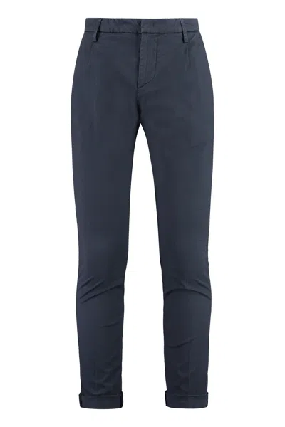 Dondup Cotton Chino Trousers With Roll-up Cuffs In Blue