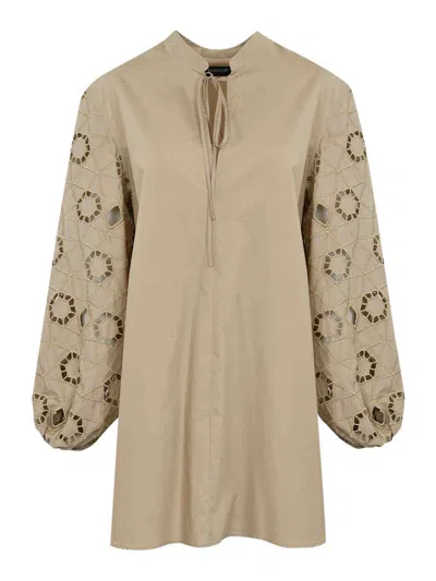 Dondup Cotton Dress In Beige